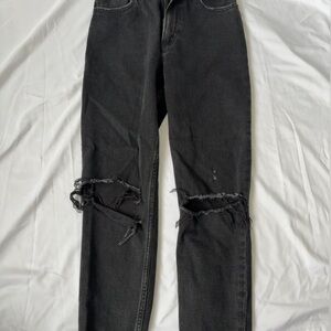 Distressed Black Denim Jeans